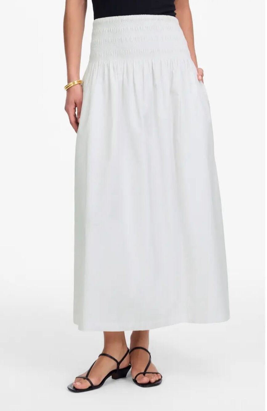 Wild Fable White Smocked MIDI Skirt Size Medium New